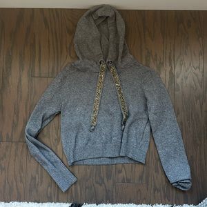 Zara Crop Hoodie with Rhinestone Drawstrings Size Small